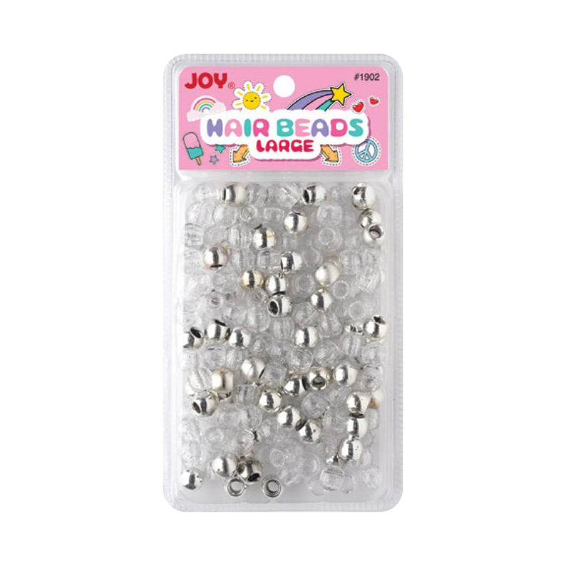 ANNIE large silver metallic hair beads packaged with clear beads for hair styling accessories