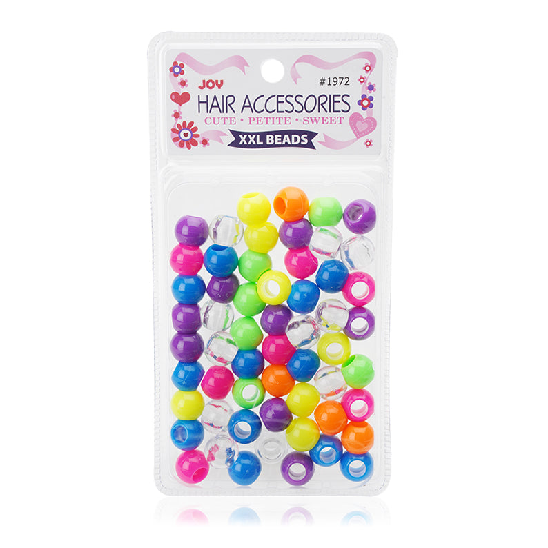 ANNIE neon large hair beads pack of multicolor XXL plastic beads in clear blister packaging