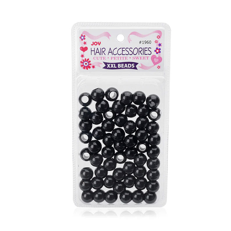 ANNIE xxl black hair beads pack of glossy large round beads in clear blister packaging for braids