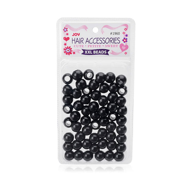ANNIE xxl black hair beads pack of glossy large round beads in clear blister packaging for braids