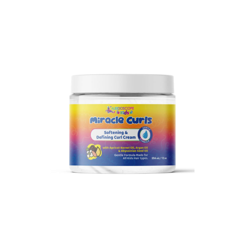 KALEIDOSCOPE Miracle Curls jar of softening curl defining cream for natural hair with colorful label