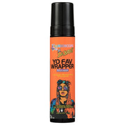 KALEIDOSCOPE Yo Fav Wrapper orange mousse bottle with braided woman illustration mousse for braids and twists