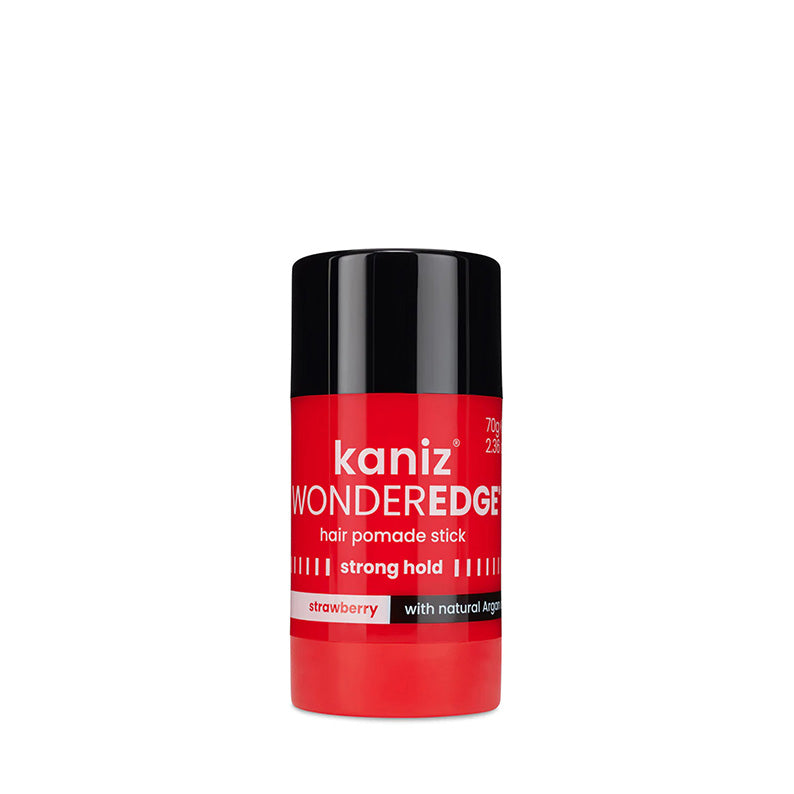 KANIZ Wonderedge strong hold strawberry edge control hair pomade stick in red black packaging for sleek edges