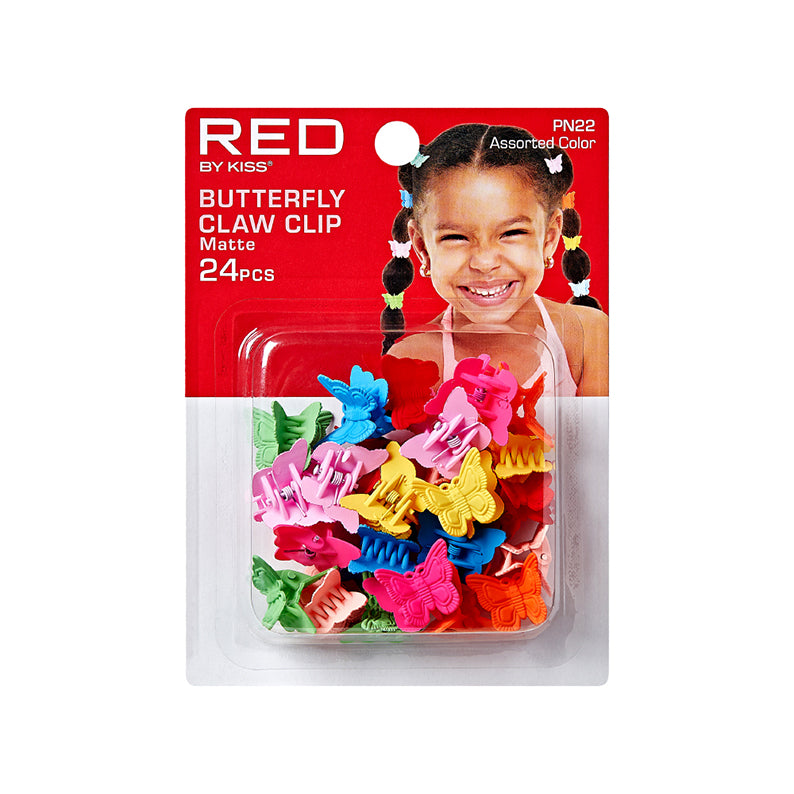 RED BEAUTY by KISS kids butterfly hair clips in assorted colors 24 piece claw clip set