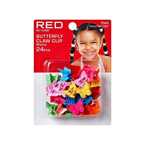 RED BEAUTY by KISS kids butterfly hair clips in assorted colors 24 piece claw clip set