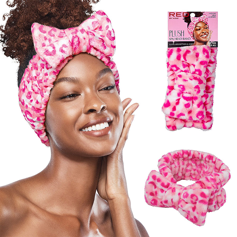 Bandeau de spa en peluche [Léopard rose] #HQ100