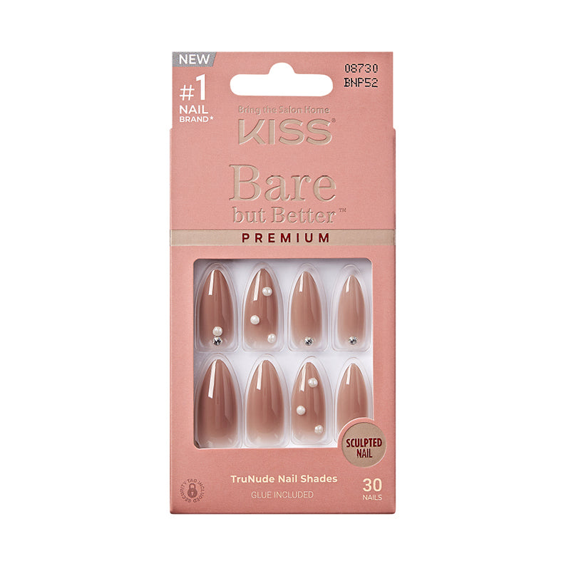IVY BEAUTY by KISS Kiss Bare But Better nails premium nude sculpted almond press on set with pearl accents 30 nails