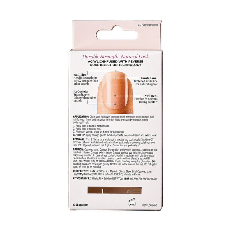IVY BEAUTY by KISS packaging back showing Kiss Salon Acrylic French Nude nails kit instructions and nail diagram
