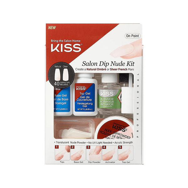 Kiss salon dip nude kit IVY BEAUTY by KISS dip powder set with base gel activator top gel and practice tips