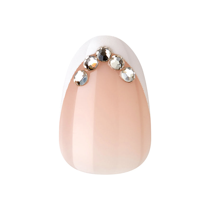 IVY BEAUTY by KISS premium press on nails single nude ombre French tip nail with rhinestones glossy finish