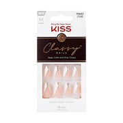 IVY BEAUTY by KISS Classy French tip press on nails for women soft pink and gold glitter 28 nails