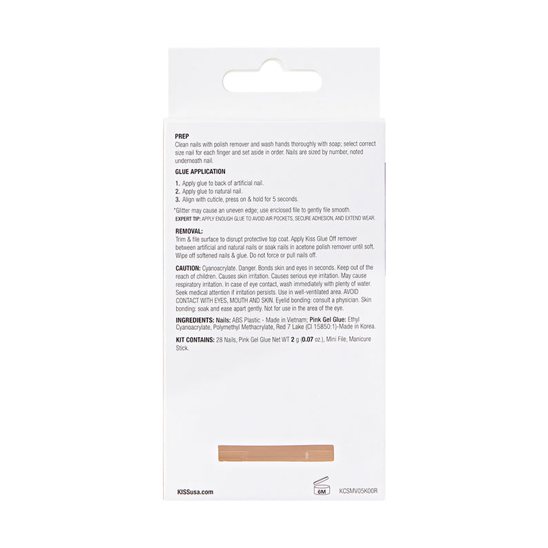 IVY BEAUTY by KISS press on nails for women packaging back showing application and removal instructions