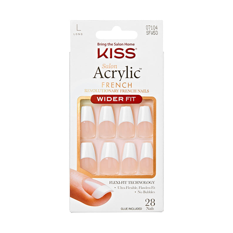 IVY BEAUTY by KISS Salon Acrylic French 28 pack long white tip press on nails wider fit French acrylic nails