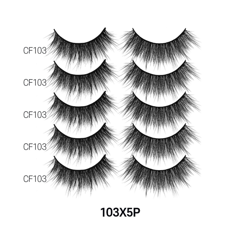 LAFLARE 3D cashmere eyelashes value pack five pairs wispy voluminous black lash strips
