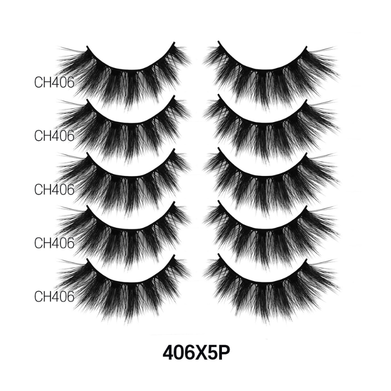 LAFLARE 3D cashmere eyelashes value pack CH406 dramatic wispy black false lashes set for glam makeup