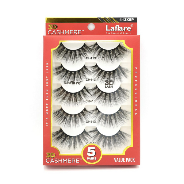 Laflare 5 pairs of black dramatic false lashes in red display box 3D cashmere eyelashes value pack