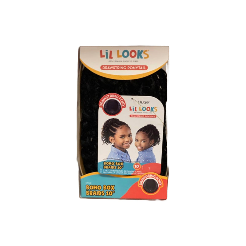 OUTRE 10 inch boho box braids ponytail hair extension in black with drawstring for easy styling