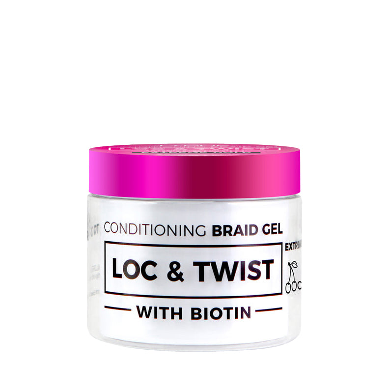 NICKA K conditioning loc and twist braid gel jar with biotin and pink lid for styling locs and braids