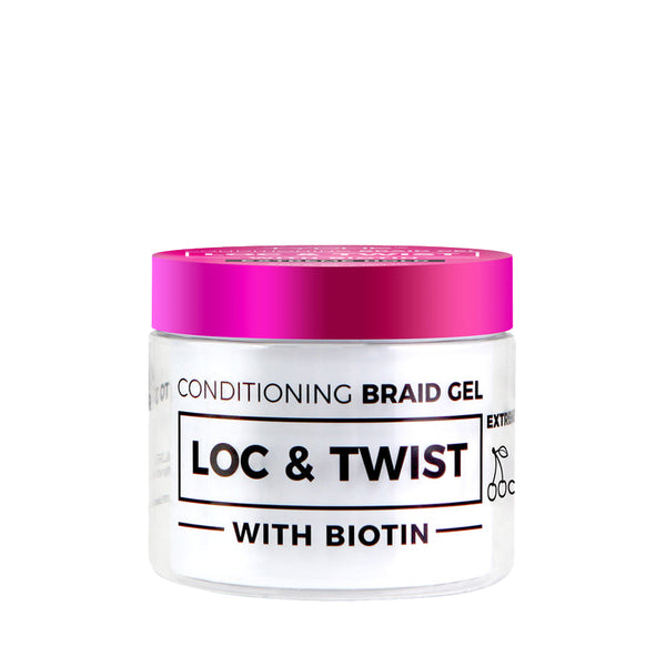 NICKA K conditioning loc and twist braid gel jar with biotin and pink lid for styling locs and braids