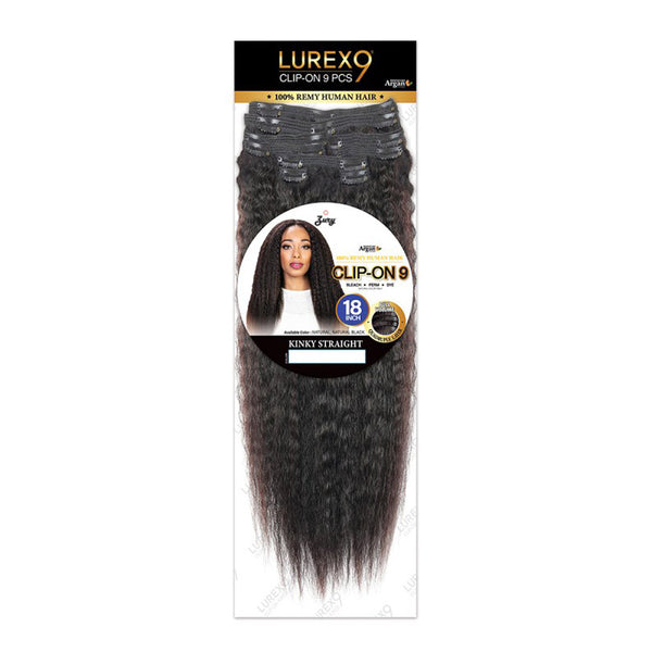 ROYAL IMEX Lurexo 9 piece 18 inch kinky straight clip-in hair extensions 100 percent Remy human hair