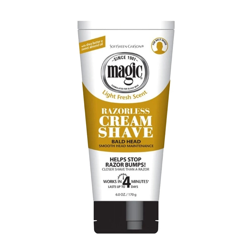 MAGIC razorless cream shave tube for bald head smooth maintenance light fresh scent 6 oz