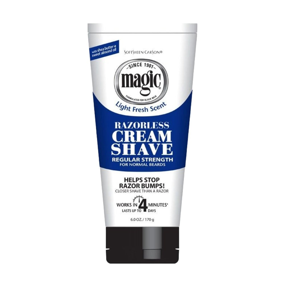 MAGIC razorless cream shave regular strength tube light fresh scent helps prevent razor bumps