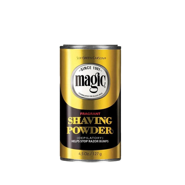 MAGIC fragrant shaving powder for sensitive skin gold and black tin 4.5 oz helps stop razor bumps