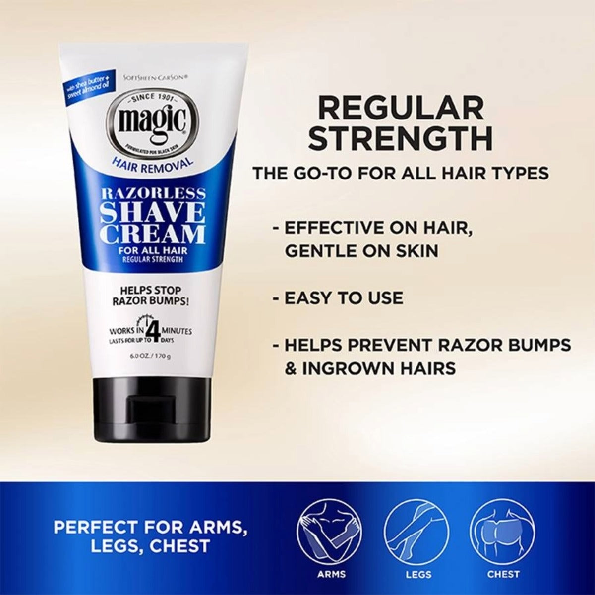 magic Razorless Cream Shave [Regular Strength] 6oz