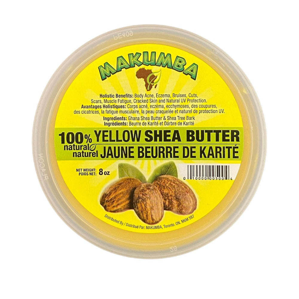 Makumba 100% natural shea butter yellow shea butter in 8 oz container for skin care