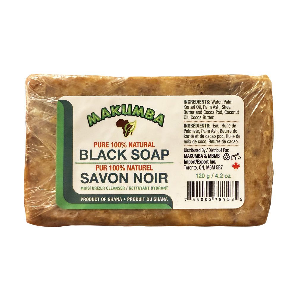 MAKUMBA African black soap for skin 100 percent natural moisturizing cleanser from Ghana