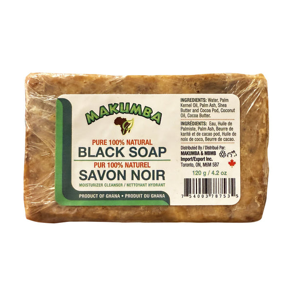 MAKUMBA African black soap for skin 100 percent natural moisturizing cleanser from Ghana