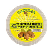 Makumba pure white shea butter in 16 oz container for natural skin care and healing benefits