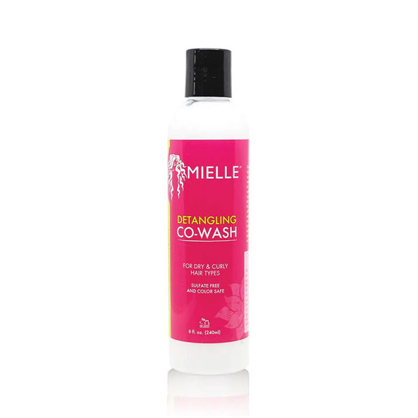 MIELLE detangling co-wash for natural hair pink bottle with black cap sulfate free formula