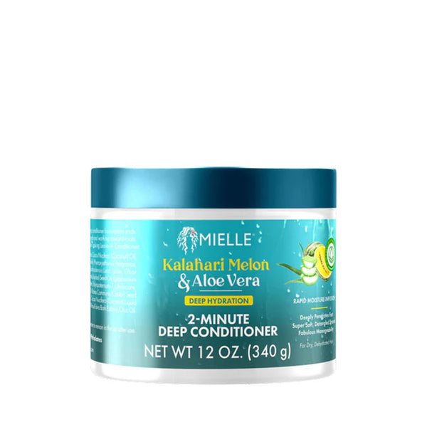 MIELLE Kalahari Melon deep conditioner jar with aloe vera 2 minute deep hydration 12 oz hair care