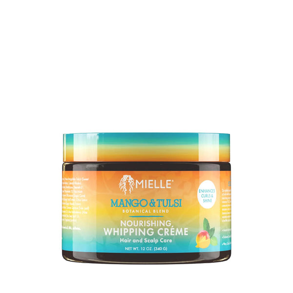 MIELLE Mango Tulsi nourishing whipping creme jar for hair and scalp care mango tulsi hair cream