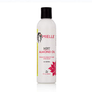 MIELLE mint almond hair oil bottle white packaging with black cap promotes healthy hair