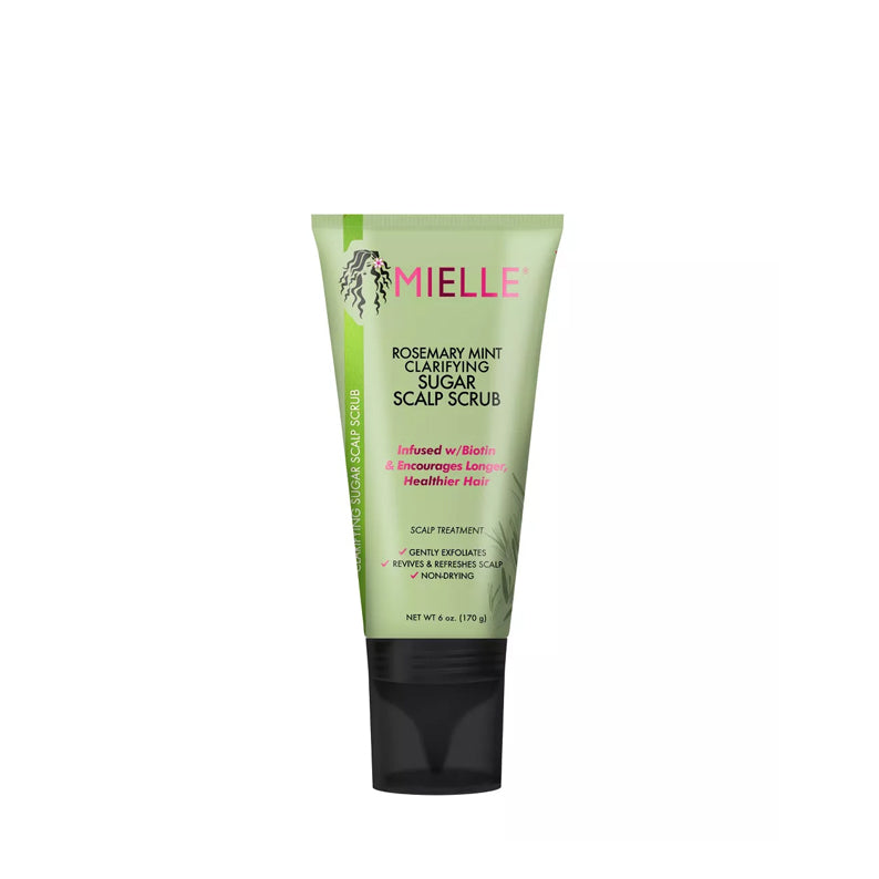 MIELLE rosemary mint scalp scrub green tube clarifying sugar formula for exfoliating and soothing scalp