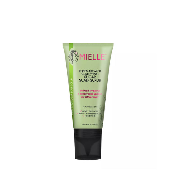 MIELLE rosemary mint scalp scrub green tube clarifying sugar formula for exfoliating and soothing scalp