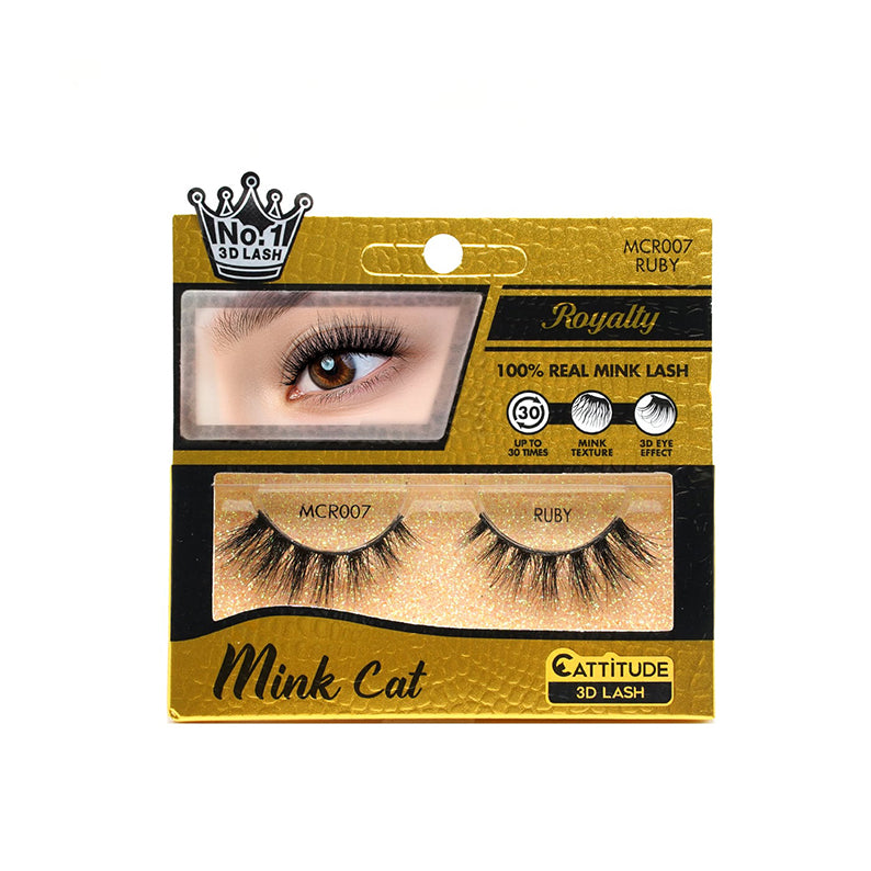 EBIN Mink Cat MCR007 Ruby 100 percent real mink lashes 3D mink lashes for dramatic look voluminous