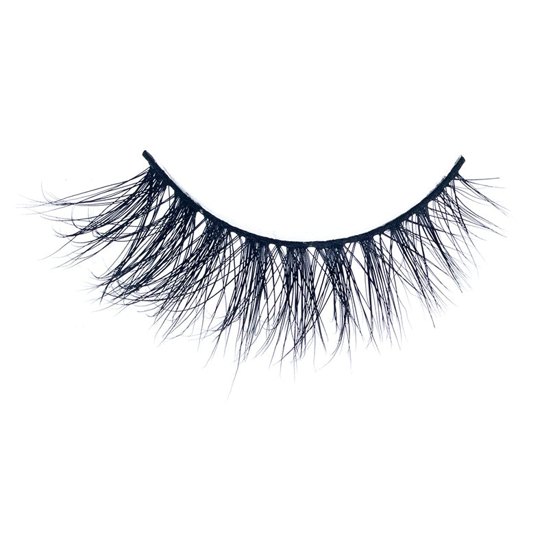 EBIN Royalty mink 3D lashes black wispy strip false eyelash with voluminous crisscross fibers on white background