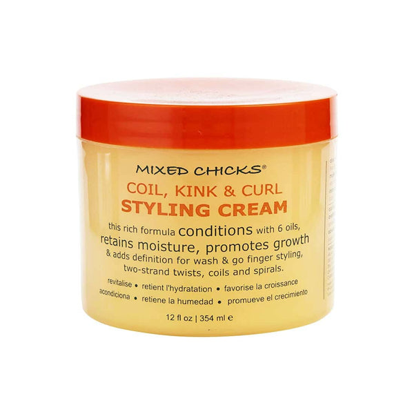 Mixed Chicks coil kink curl styling cream yellow 12 fl oz jar for defining coils kinks and curls and retaining moisture