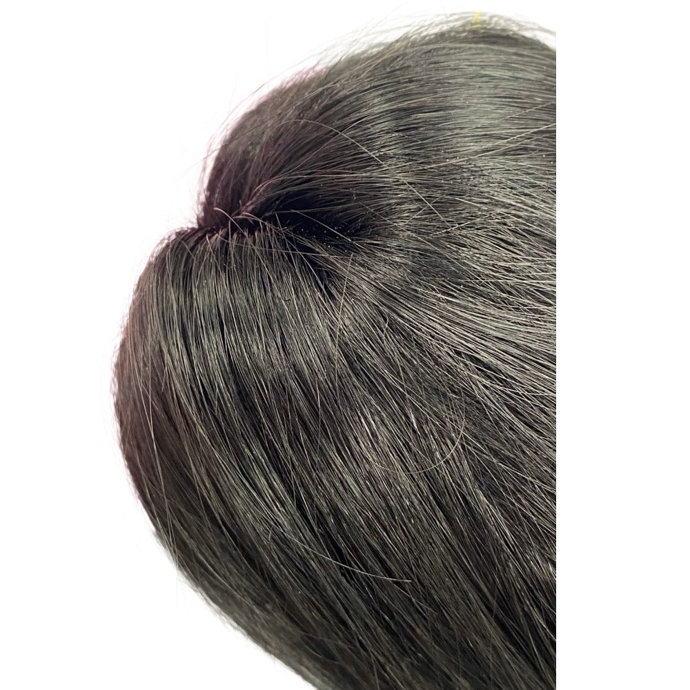 VIYA 100% virgin human hair ponytail extension dark natural straight smooth high shine close up