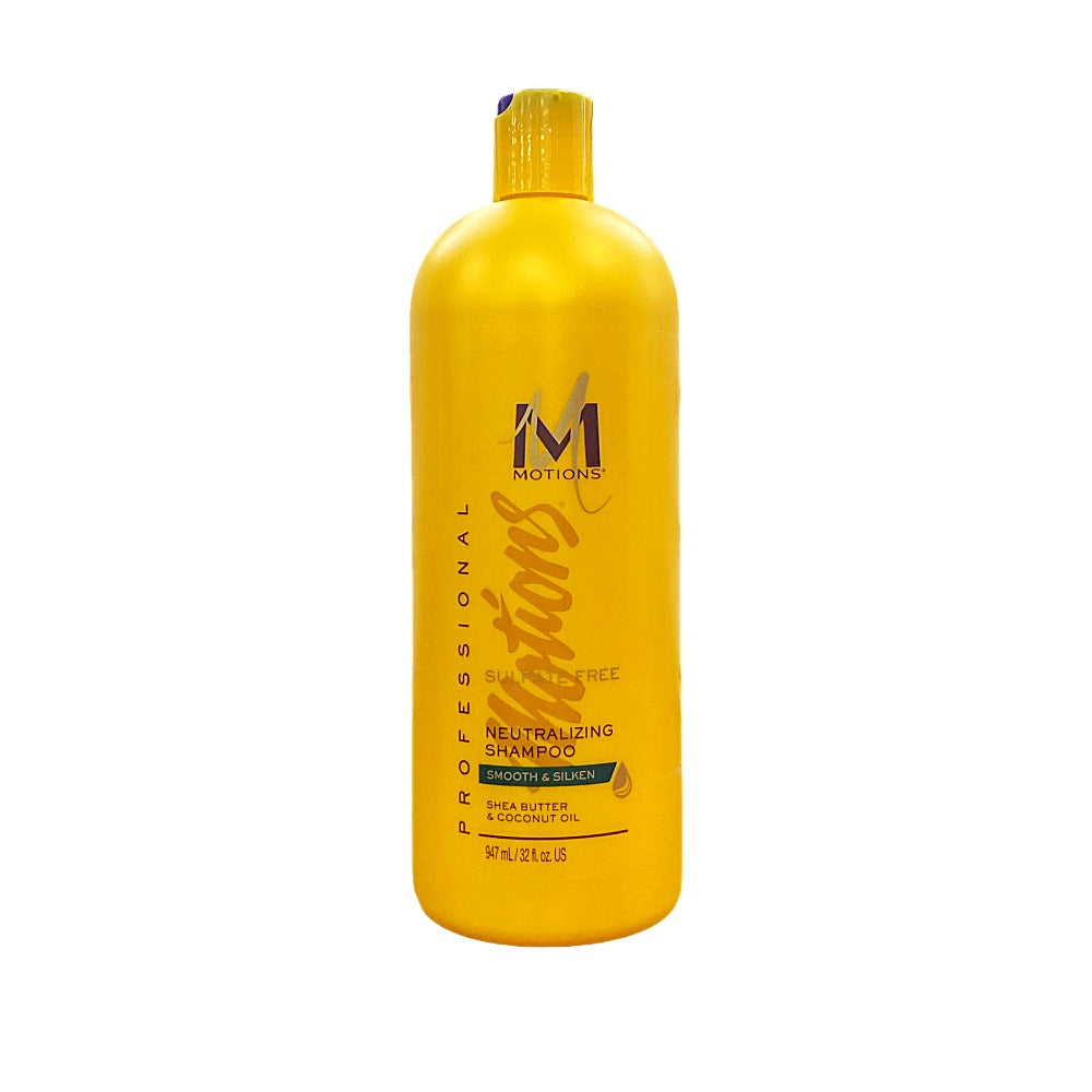 MOTIONS yellow bottle sulfate free neutralizing shampoo for smooth hair with shea butter and coconut oil