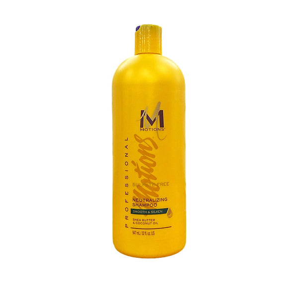 MOTIONS yellow bottle sulfate free neutralizing shampoo for smooth hair with shea butter and coconut oil