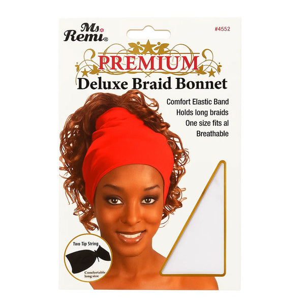 Ms Remi Premium red deluxe braid bonnet for braids with elastic band holds long braids one size fits all