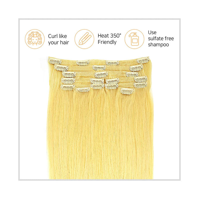 Blonde straight HAIR COUTURE 100% remy human hair clip in extensions with multiple secure clips heat friendly