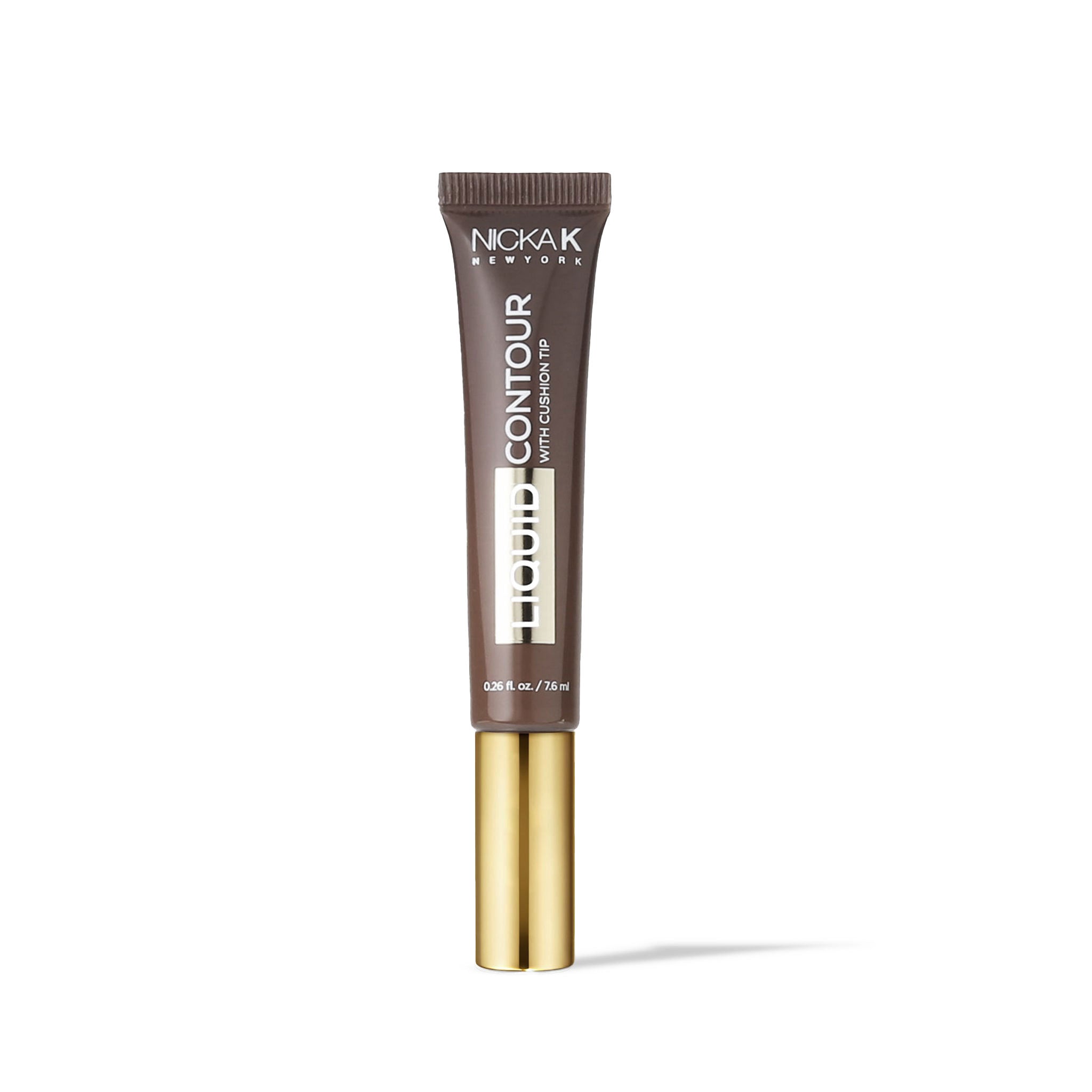 NICKA K liquid contour makeup in brown tube with gold cap for precise facial contouring