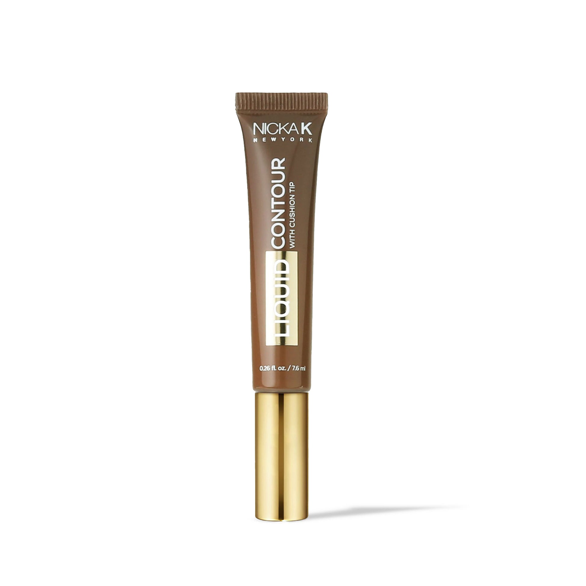 NICKA K liquid contour makeup in a sleek brown tube with gold cap for facial contouring