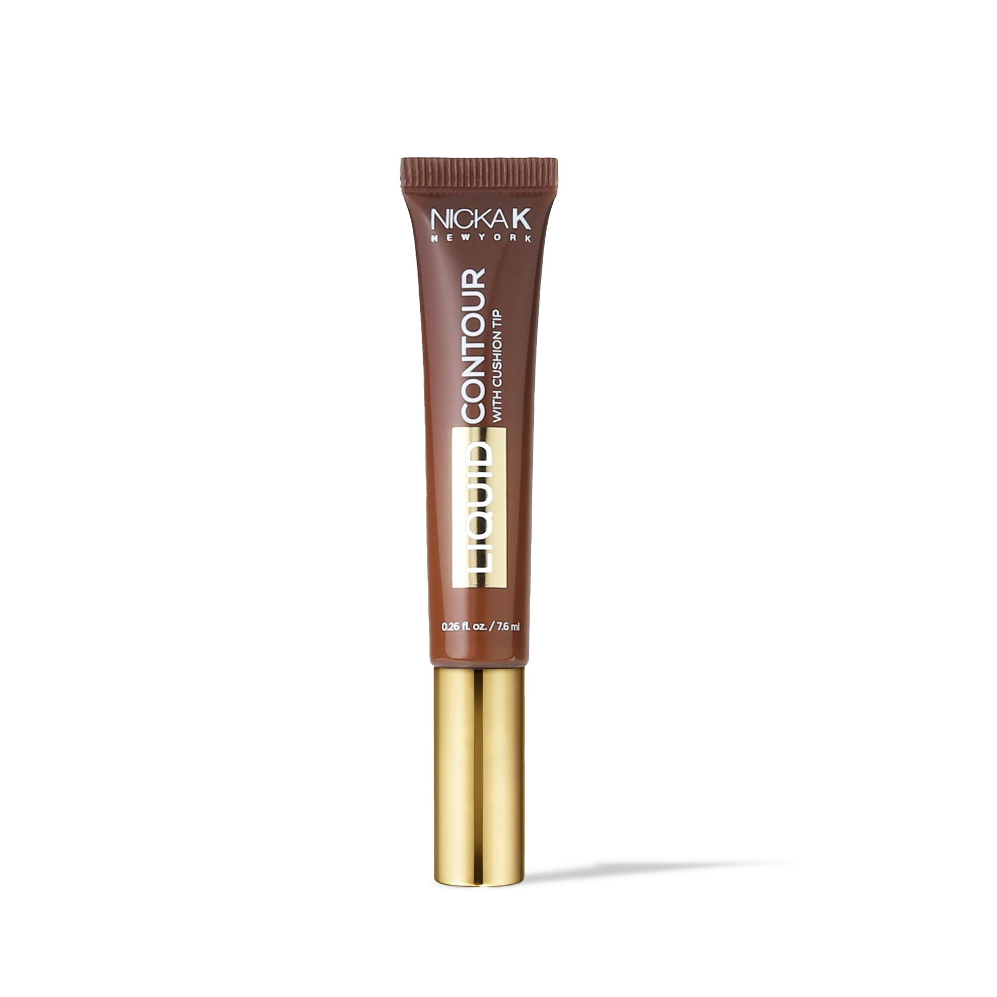 NICKA K liquid contour makeup in a brown tube with gold cap for facial contouring