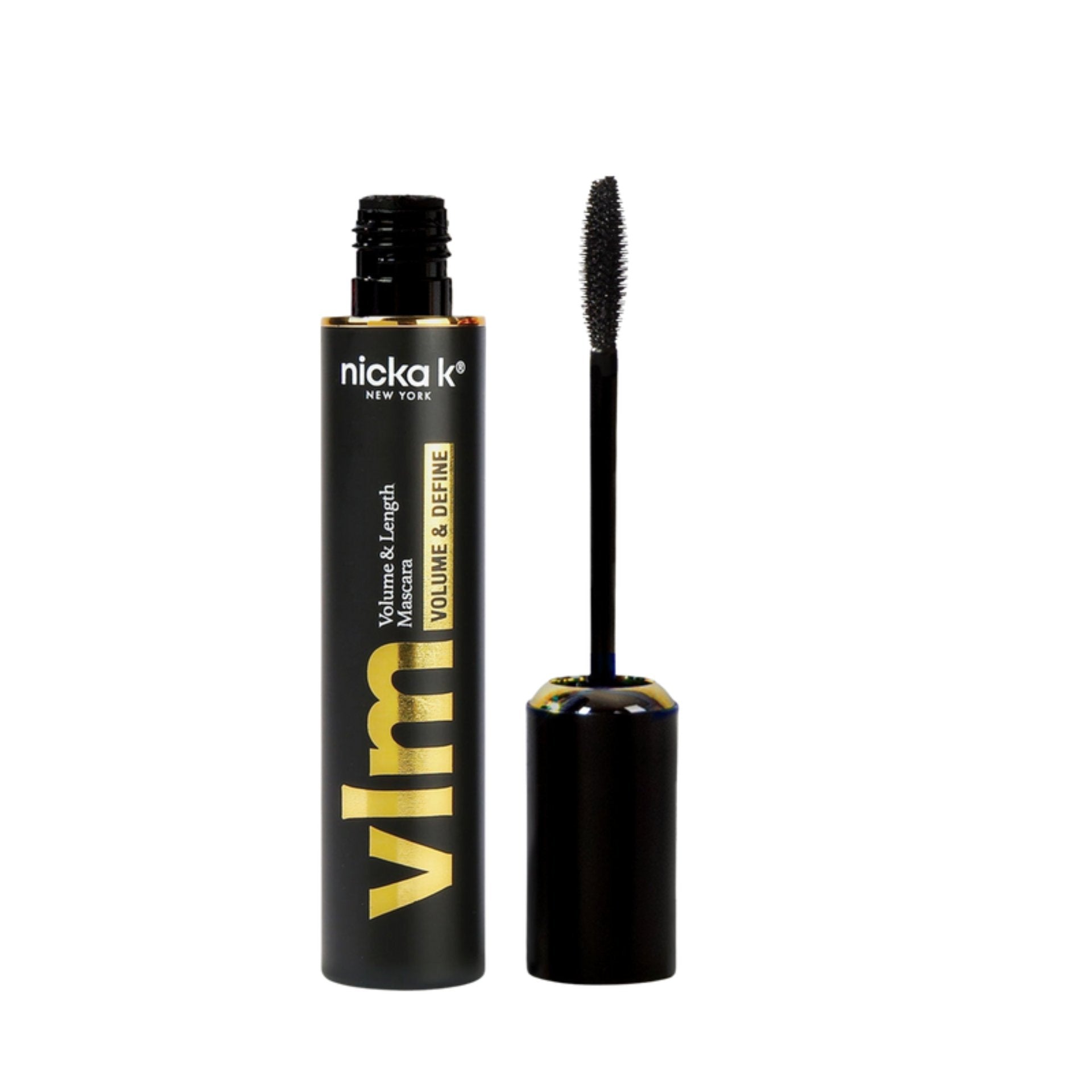 NICKA K volumizing mascara for long lashes with volume and define formula in black tube